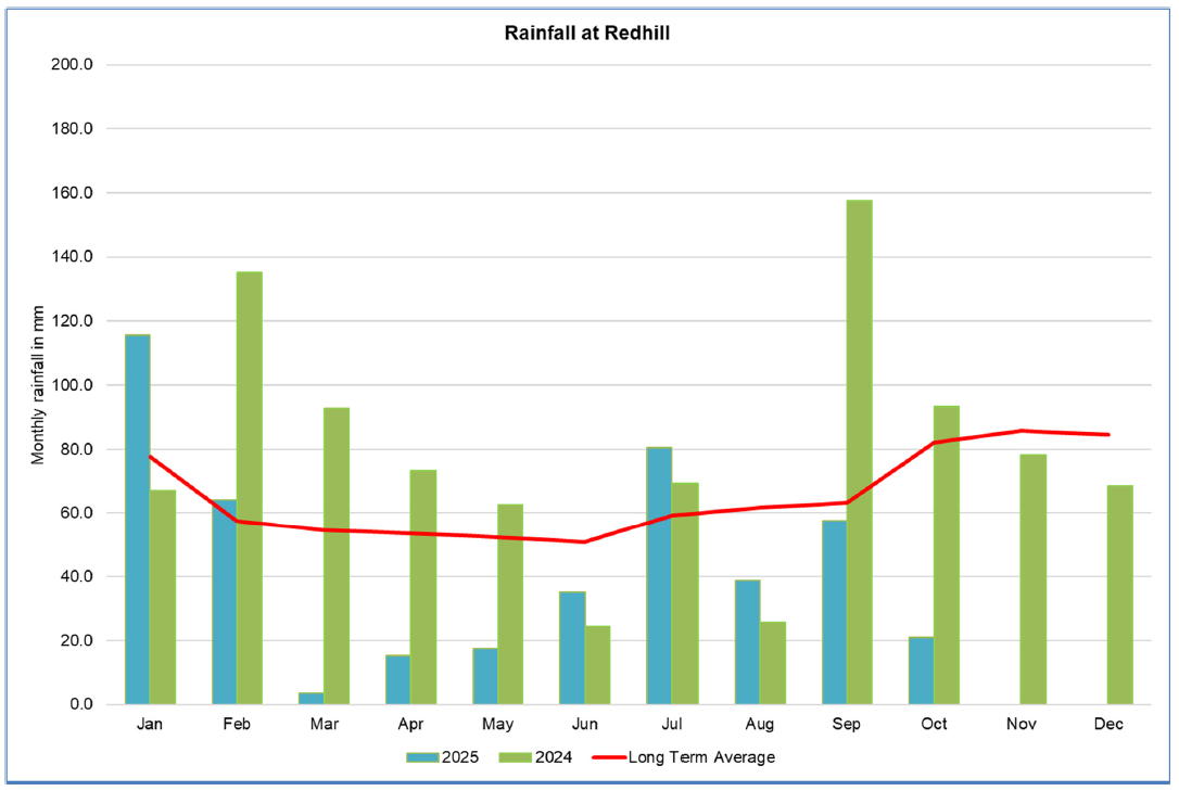 Redhill rainfall levels 05/10/25