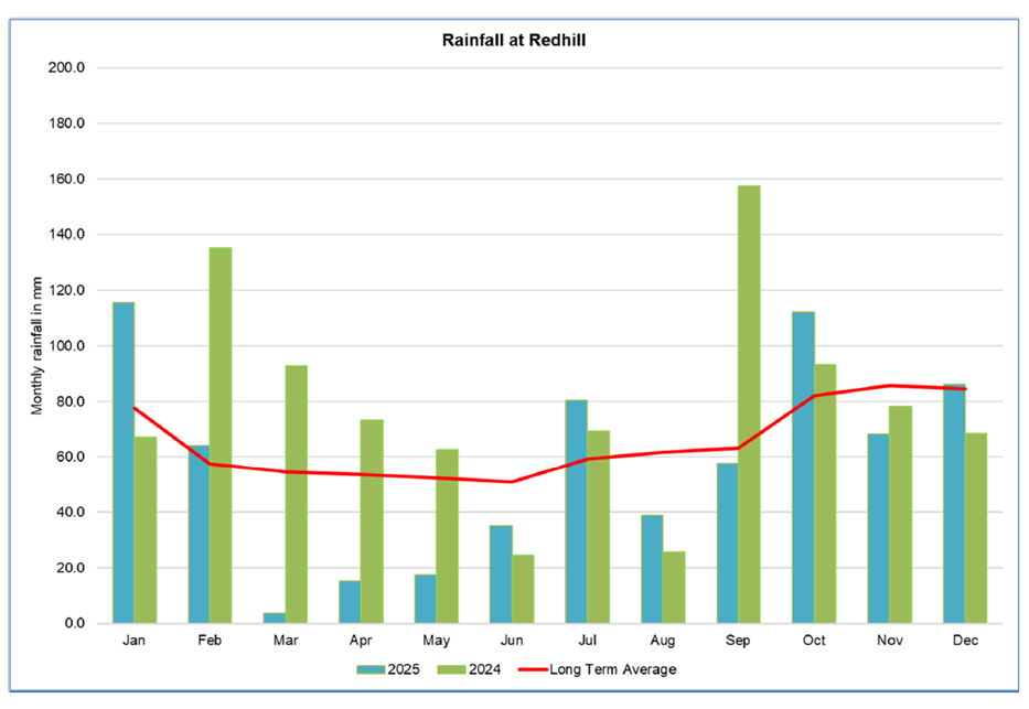Rainfall at Redhill - 21-12-25